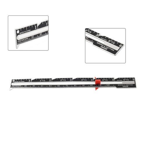 Sewing knitting gauge with - &,